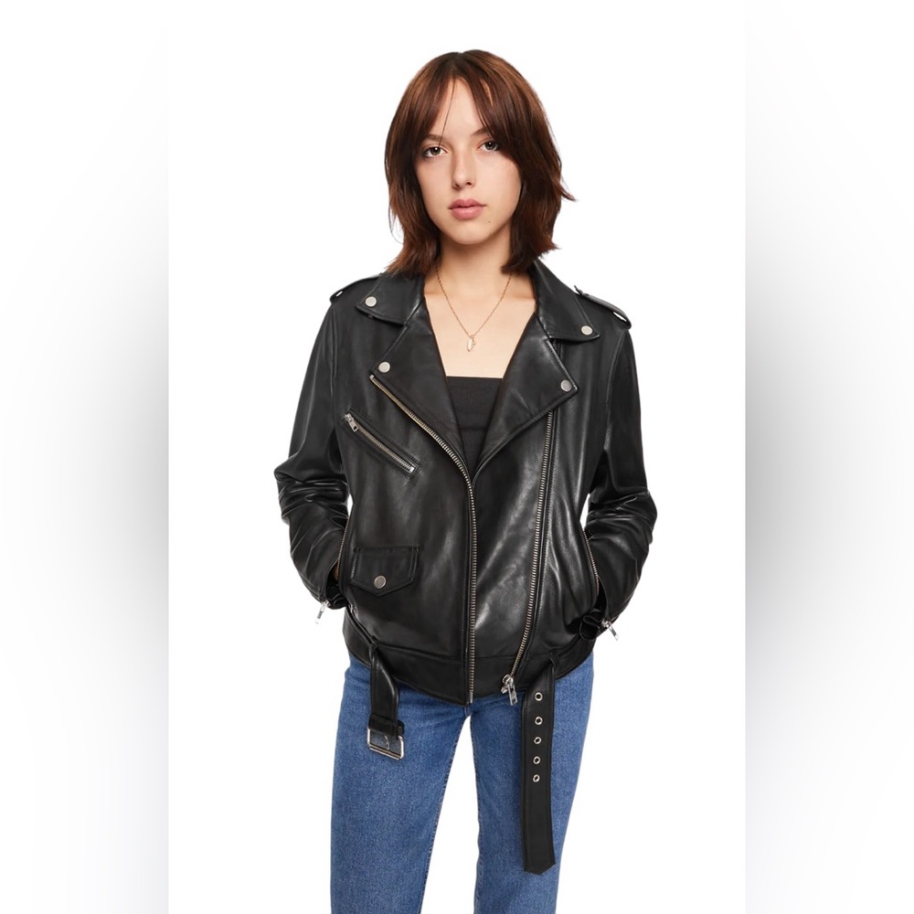 Rebecca Minkoff leather Jett Moto Jacket in Black/ Size XL/ NWT